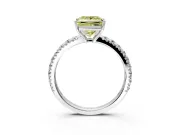 Solitaire Engagement Ring Setting for Fancy Yellow Princess Cut Center with Large Accent Band and Prong Head in Platinum