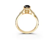 Solitaire Engagement Ring Setting for Fancy Black Marquise Center with Pave Rail Split Shank and Prong Head in Yellow Gold