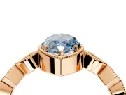 Milgrain Bezel Engagement Ring Setting for Fancy Blue Marquise Center with Marquise Stations and Bezel Head in Rose Gold