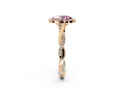 Halo Engagement Ring Setting for Fancy Pink Oval Center with Twist Band and Prong Head in Rose Gold