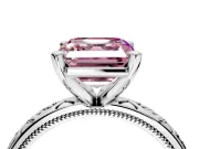 Solitaire Engagement Ring Setting for Fancy Pink Asscher Cut Center with Scrollwork Band and Prong Head in Sterling Silver