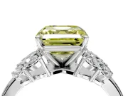 Leaf Cluster Engagement Ring Setting for Fancy Yellow Asscher Cut Center with Marquise Accents and Prong Head in Platinum