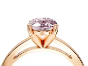 Solitaire Engagement Ring Setting for Fancy Pink Oval Center with Basket Rail and Prong Head in Rose Gold