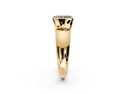Tension Engagement Ring Setting for Fancy Green Radiant Cut Center with Wide Flat Band and Tension Head in Yellow Gold