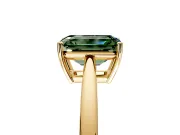 Solitaire Engagement Ring Setting for Fancy Green Emerald Cut Center with Open Cathedral Shoulders and Prong Head in Yellow Gold
