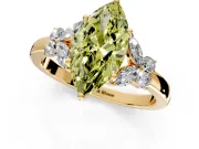 Solitaire Engagement Ring Setting for Fancy Yellow Marquise Center with Marquise Flower Shoulders and Prong Head in Yellow Gold