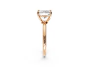 Minimalist Solitaire Engagement Ring Setting for Radiant Cut Center with Thin Band and Prong Head in Rose Gold