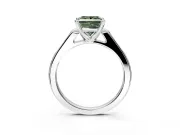 Solitaire Engagement Ring Setting for Fancy Green Princess Cut Center with Channel Accents and Prong Head in White Gold