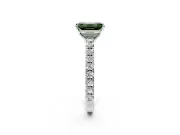 Solitaire Engagement Ring Setting for Fancy Green Emerald Cut Center with Large Accent Band and Prong Head in White Gold