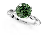 Solitaire Engagement Ring Setting for Fancy Green Round Cut Center with Twist Band and Bead Prong Head in Platinum