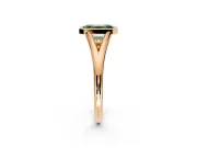 Solitaire Engagement Ring Setting for Fancy Green Emerald Cut Center with V Split Shank and Bezel Head in Rose Gold