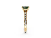 Solitaire Engagement Ring Setting for Fancy Green Princess Cut Center with Large Accents and Prong Head in Yellow Gold