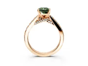 Solitaire Engagement Ring Setting for Fancy Green Radiant Cut Center with Crossover Accents and Prong Head in Rose Gold