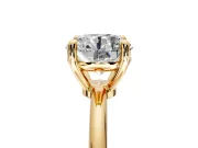 Minimalist Solitaire Engagement Ring Setting for Round Cut Center with Thin Band and Prong Head in Yellow Gold