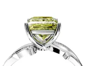 Solitaire Engagement Ring Setting for Fancy Yellow Princess Cut Center with Pave and Plain Crossover Band and Prong Head in Platinum