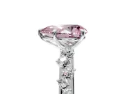 Cluster Engagement Ring Setting for Fancy Pink Pear-Shaped Center with Round Cut Accent Band and Prong Head in Sterling Silver