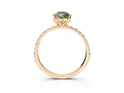 Solitaire Engagement Ring Setting for Fancy Green Pear-Shaped Center with Fine Pave Accents and Prong Head in Rose Gold