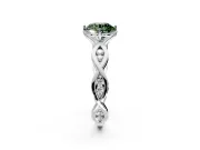 Solitaire Engagement Ring Setting for Fancy Green Round Cut Center with Accented Twist Band and Leaf Prong Head in Platinum