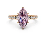 Solitaire Engagement Ring Setting for Fancy Pink Marquise Center with Large Accents and Prong Head in Rose Gold