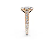 Solitaire Engagement Ring Setting for Marquise Center with Pave Cathedral Shoulders and Prong Head in Rose Gold