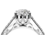 Solitaire Engagement Ring Setting for Oval Center with Pave Cathedral Band and Prong Head in Sterling Silver