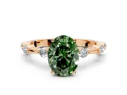 Solitaire Engagement Ring Setting for Fancy Green Oval Center with Bezel Station Band and Prong Head in Rose Gold