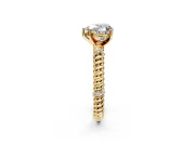 Rope Engagement Ring Setting for Heart-Shaped Center with Accent Shoulders and Prong Head in Yellow Gold