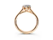 Solitaire Engagement Ring Setting for Heart-Shaped Center with Cathedral Band and Prong Head in Rose Gold