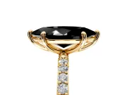 Solitaire Engagement Ring Setting for Fancy Black Marquise Center with Pave Accents and Prong Head in Yellow Gold