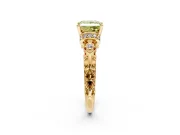Solitaire Engagement Ring Setting for Fancy Yellow Princess Cut Center with Filigree Band and Prong Head in Yellow Gold