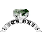 Solitaire Engagement Ring Setting for Fancy Green Heart-Shaped Center with Bezel-Dot Beaded Band and Prong Head in Platinum