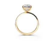 Solitaire Engagement Ring Setting for Princess Cut Center with Pave Accents and Prong Head in Yellow Gold