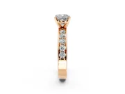 Solitaire Engagement Ring Setting for Cushion Cut Center with Channel-Set Accents and Prong Head in Rose Gold