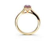 Solitaire Engagement Ring Setting for Fancy Pink Emerald Cut Center with Narrow Cathedral Band and Prong Head in Yellow Gold