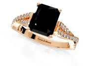Solitaire Engagement Ring Setting for Fancy Black Radiant Cut Center with Twisted Pave Split Shank and Prong Head in Rose Gold