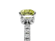 Paired Accent Engagement Ring Setting for Fancy Yellow Cushion Cut Center with Pave Band and Prong Head in Sterling Silver