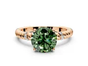 Rope Engagement Ring Setting for Fancy Green Round Cut Center with Accent Shoulders and Prong Head in Rose Gold