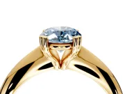 Solitaire Engagement Ring Setting for Fancy Blue Oval Center with Reverse Tapered Band and Prong Head in Yellow Gold