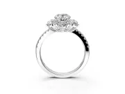 Floral Halo Engagement Ring Setting for Oval Center with Pave Accents and Prong Head in Platinum