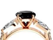 Channel-Set Engagement Ring Setting for Fancy Black Round Cut Center with Baguette Band and Prong Head in Rose Gold