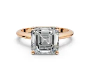Solitaire Engagement Ring Setting for Asscher Cut Center with Knife Ridge Band and Claw Prong Head in Rose Gold