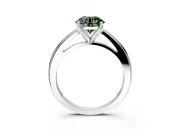 Solitaire Engagement Ring Setting for Fancy Green Round Cut Center with Flat-Sided Plain Band and Prong Head in Sterling Silver