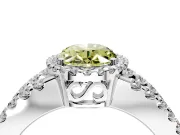 Halo Engagement Ring Setting for Fancy Yellow Oval Center with Wide-Open Pave Split Shank and Prong Head in Platinum