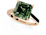 Solitaire Engagement Ring Setting for Fancy Green Asscher Cut Center with Tapered Shoulders and Prong Head in Rose Gold