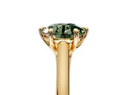 Solitaire Engagement Ring Setting for Fancy Green Round Cut Center with Cathedral Band and Prong Head in Yellow Gold