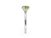 Solitaire Engagement Ring Setting for Fancy Yellow Round Cut Center with Straight Thin Band and Prong Head in Sterling Silver