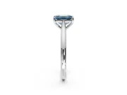 Solitaire Engagement Ring Setting for Fancy Blue Emerald Cut Center with Narrow Cathedral Band and Prong Head in Platinum