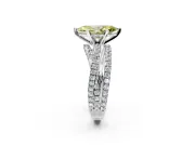 Solitaire Engagement Ring Setting for Fancy Yellow Marquise Center with Woven 3-Strand Pave Band and Prong Head in White Gold