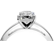 Solitaire Engagement Ring Setting for Emerald Cut Center with Basket Rail and Prong Head in Sterling Silver