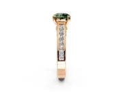 Solitaire Engagement Ring Setting for Fancy Green Round Cut Center with Channel Band and Double Claw Prong Head in Rose Gold